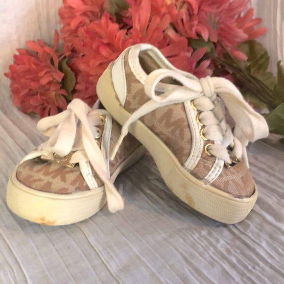 Michael Kors Other - MICHAEL KORS girls toddler lace up sneakers size 5 tan signature logo